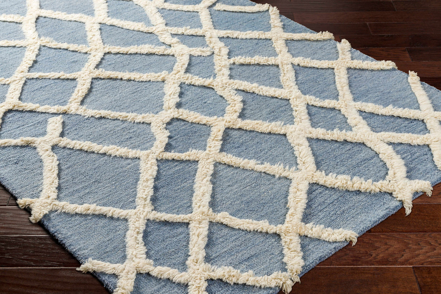 Adica Blue Wool Area Rug - Clearance