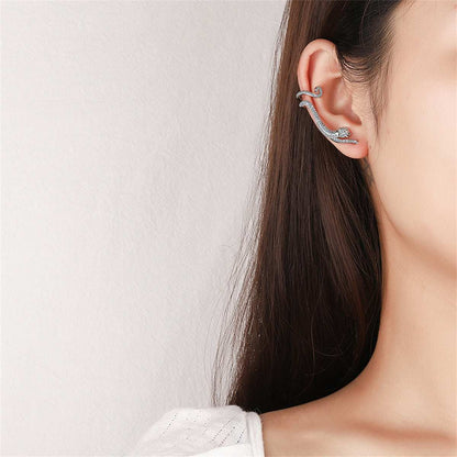Cubic Zirconia & Silvertone Leopard Ear Climber