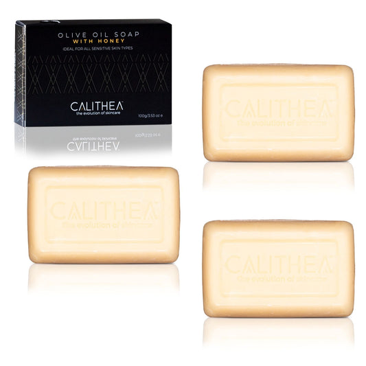 Calithea Skincare All Natural Olive Oil Soap with Honey | 3-Pack