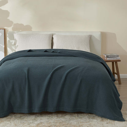 Patina Vie Maison 100% Cotton All-Season Waffle Weave Knit Throw Blanket