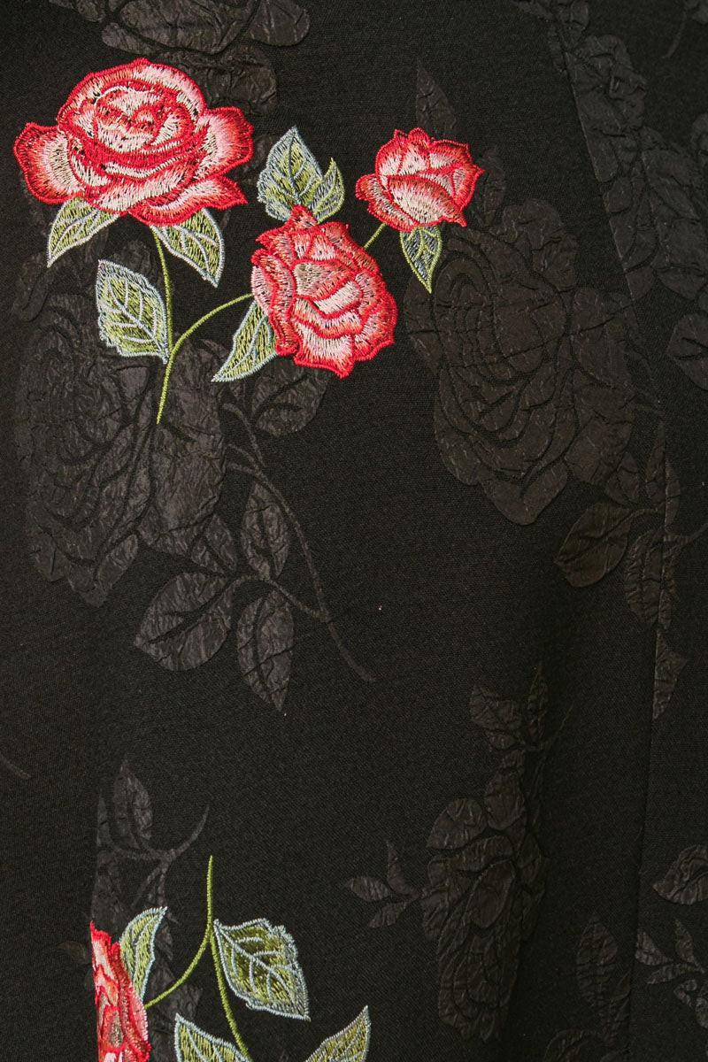 Rose Embroidery Midi Skirt
