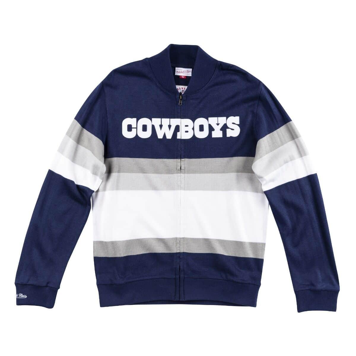 Mitchell & Ness Men's NFL Front Stripe Full Zip Sweater Dallas Cowboys