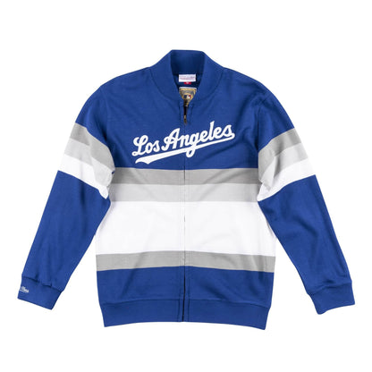 Mitchell & Ness Men's MLB Front Stripe Full Zip Sweater Los Angeles Dodgers