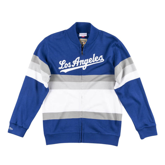 Mitchell & Ness Men's MLB Front Stripe Full Zip Sweater Los Angeles Dodgers