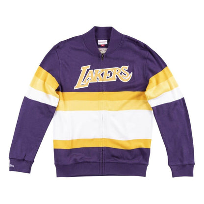 Mitchell & Ness Men's NBA Front Stripe Full Zip Sweater Los Angeles Lakers