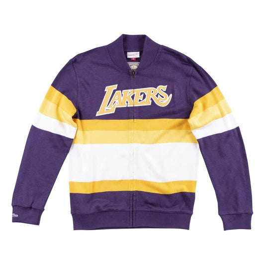 Mitchell & Ness Men's NBA Front Stripe Full Zip Sweater Los Angeles Lakers