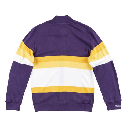 Mitchell & Ness Men's NBA Front Stripe Full Zip Sweater Los Angeles Lakers