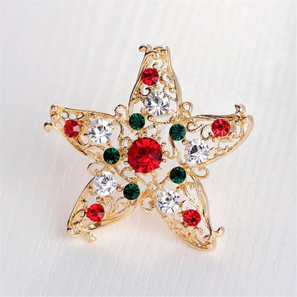 Cubic Zirconia & Goldtone Filigree Star Brooch