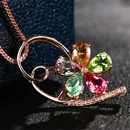 Crystal & Cubic Zirconia Clover Pendant Necklace