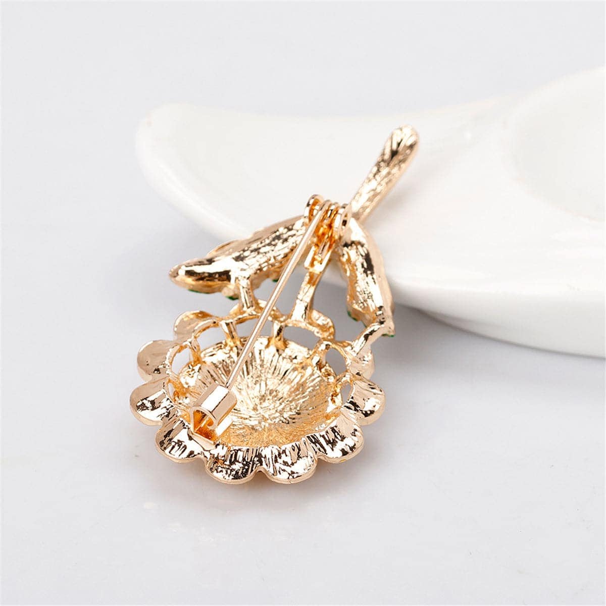 Cubic Zirconia & Goldtone Sunflower Brooch