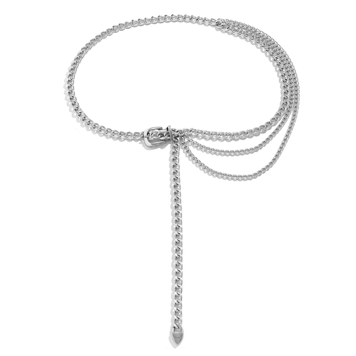 Silvertone Layered Lariat Waist Chain