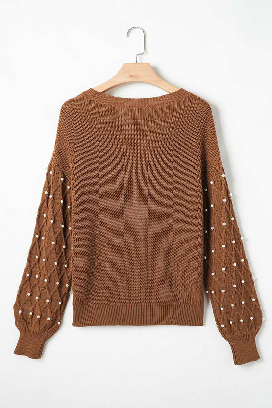 Threaded Pear Evelyn Beaded Drop Shoulder Sweater