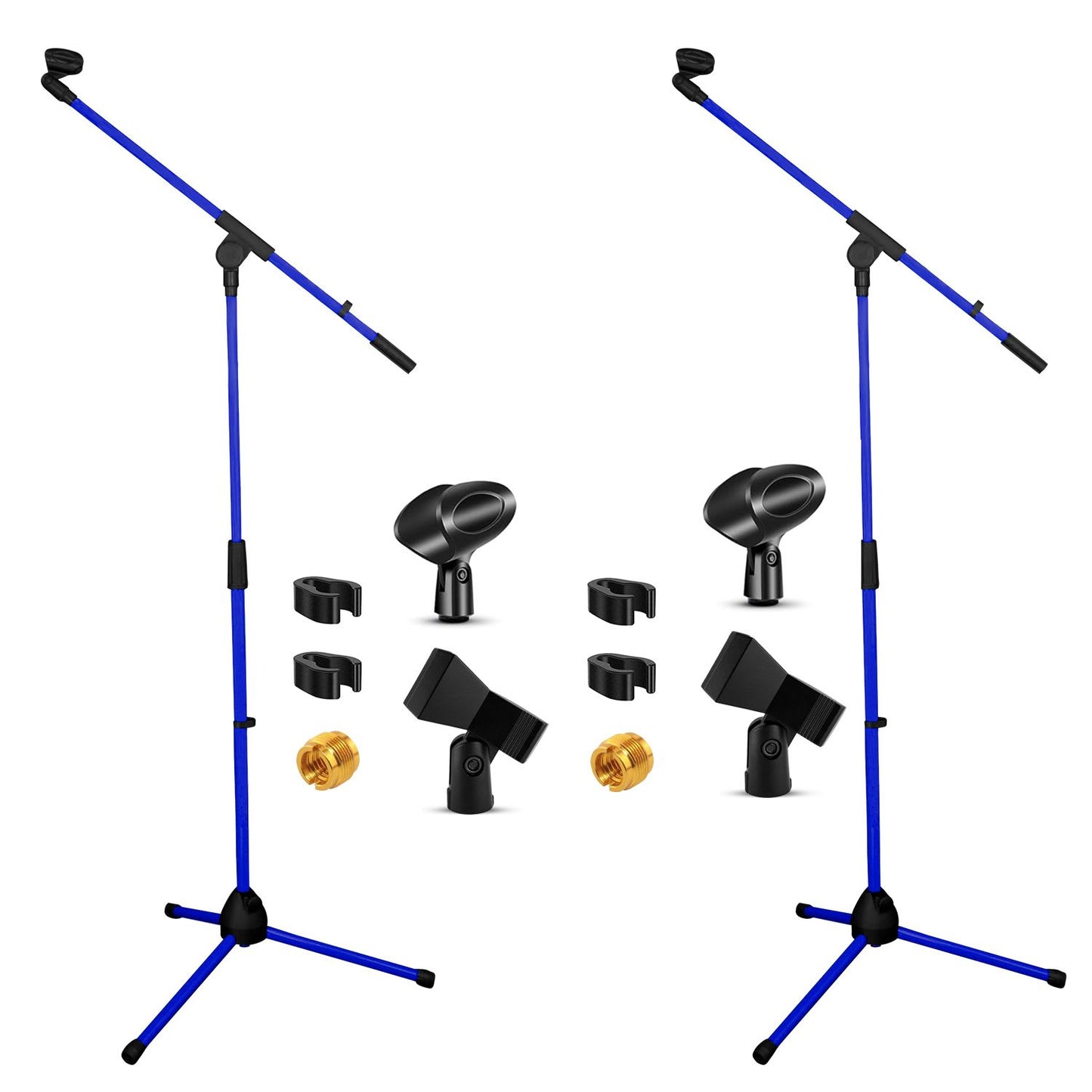 5 Core Tripod Mic Stand Floor 2Pcs Adjustable 18 to 72 Inches Sturdy Boom Arm Holder Microphone Stands Pedestal Para Microfono for Singing - Blue