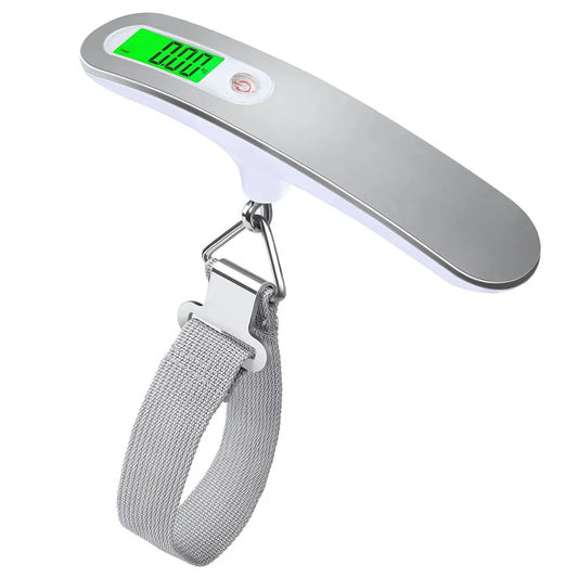 KENRO Backlit Digital Fish Hook Scale – 50kg Electronic Hanging Tool with LCD Display for Travel and Luggage - Silver