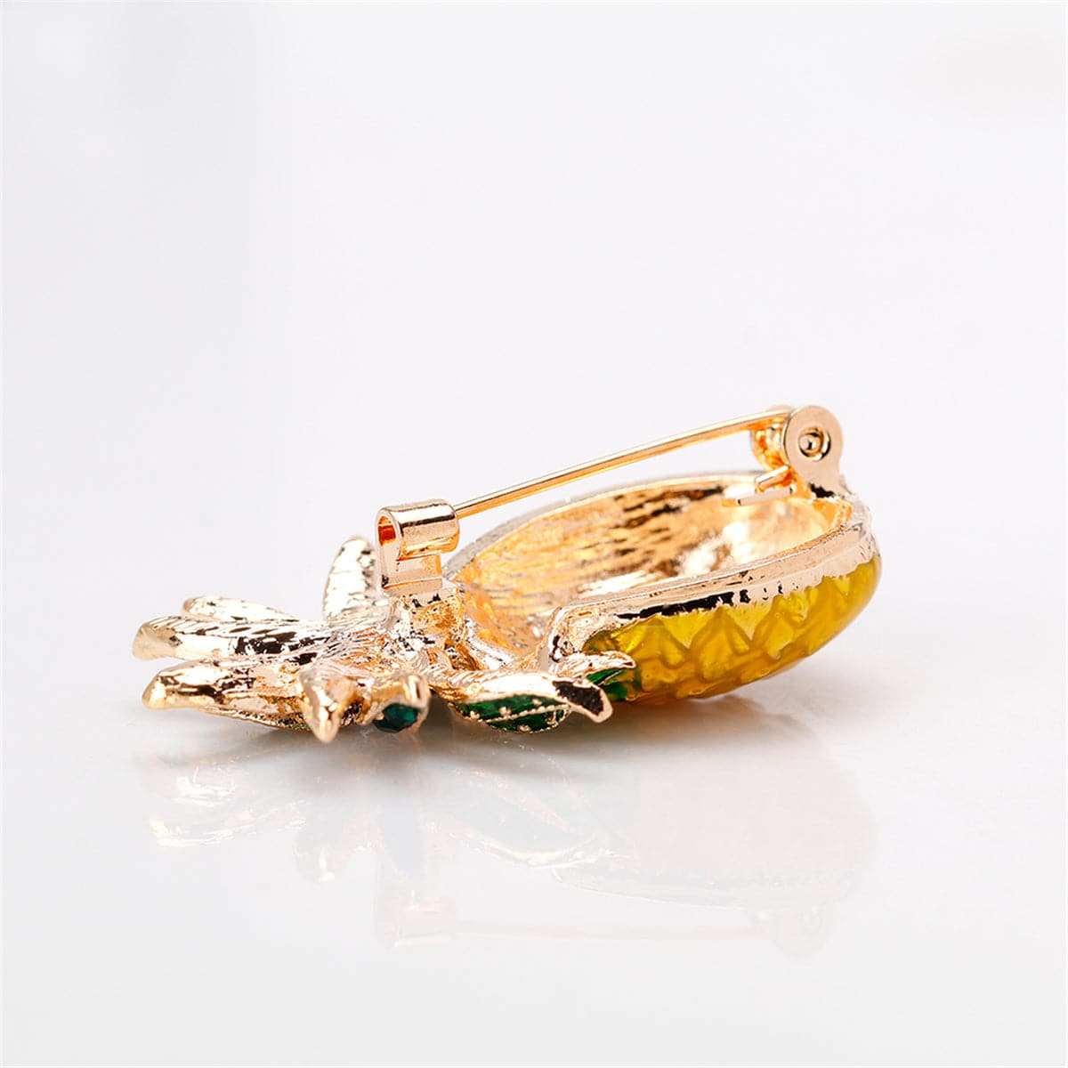 Yellow Cubic Zirconia & Goldtone Pineapple Brooch