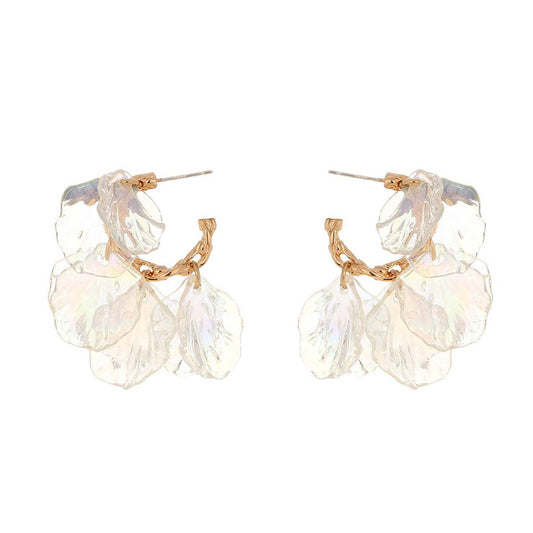 Iridescent & Goldtone Petals Huggie Earrings