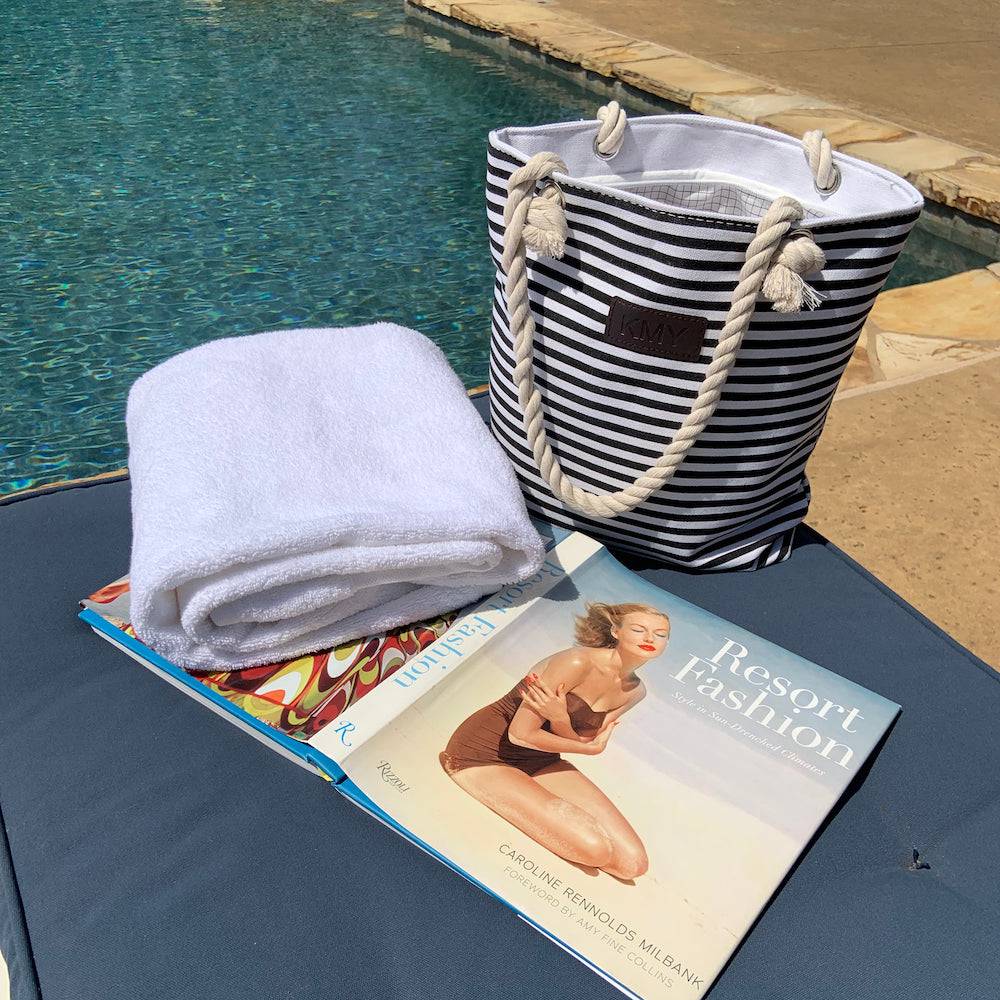 Striped Canvas Tote Bag - Blue