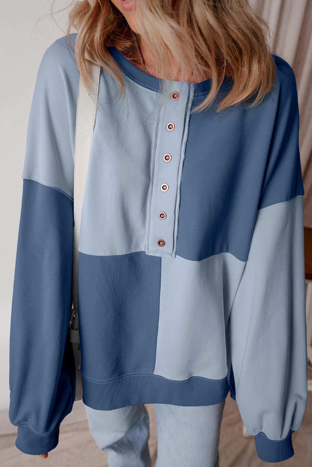 Zaria High Low Oversize Sweatshirt - Beau Blue / L - 12/14