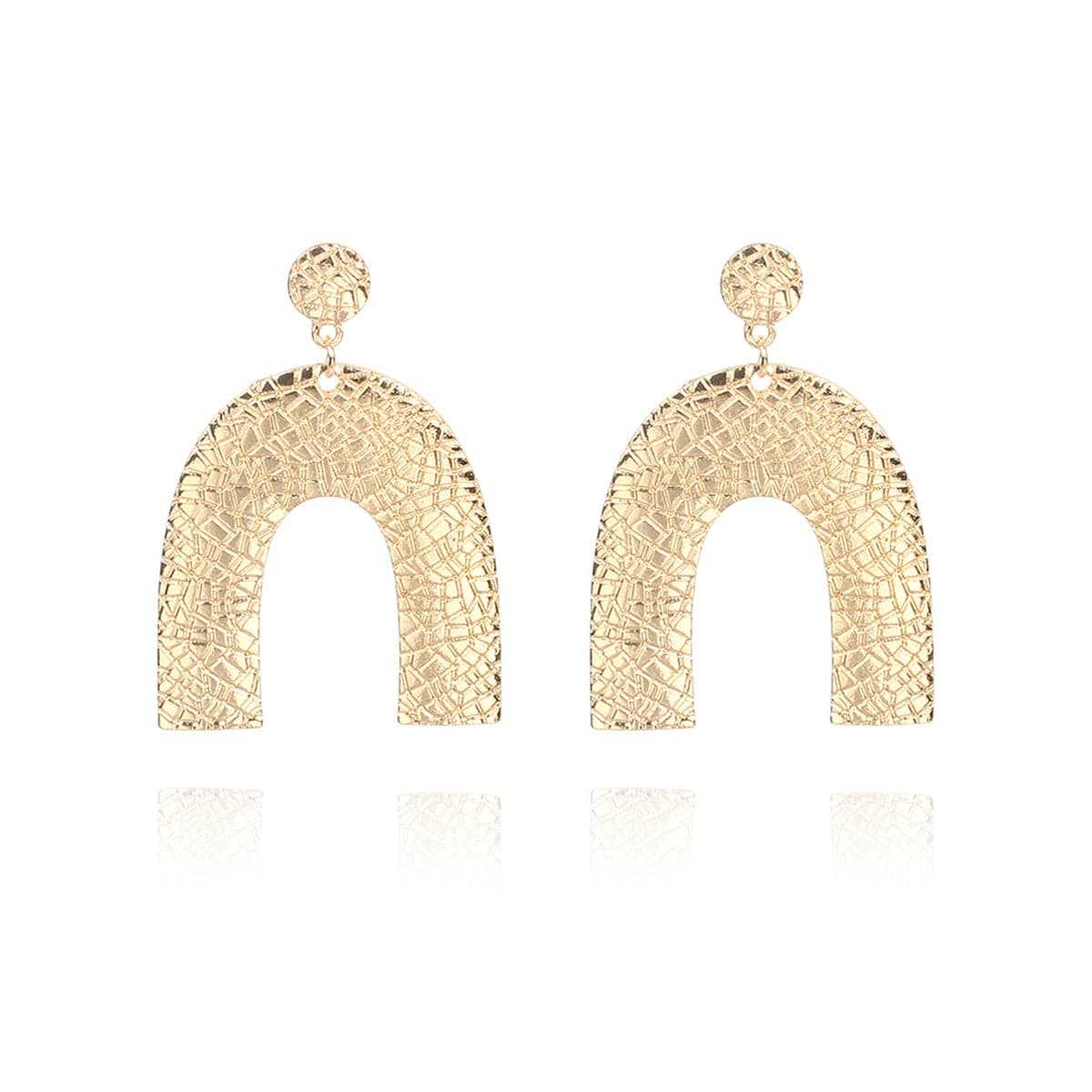 Goldtone Pebbled Arc Drop Earrings