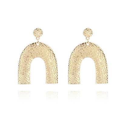 Goldtone Pebbled Arc Drop Earrings