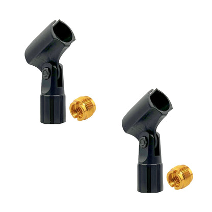 5 Core Microphone Clip Holder 2 Pieces with Screw Adapters 5/8 to 3/8 Inch - Black
