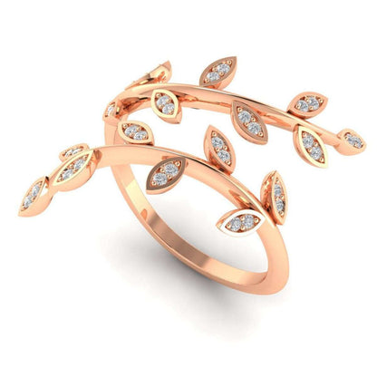 Cubic Zirconia & Rose Goldtone Vine Bypass Ring