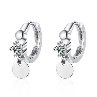 Cubic Zirconia & Silvertone Sequin Huggie Earrings