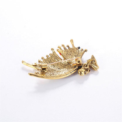 Green Enamel & Goldtone Butterfly Fairy Brooch