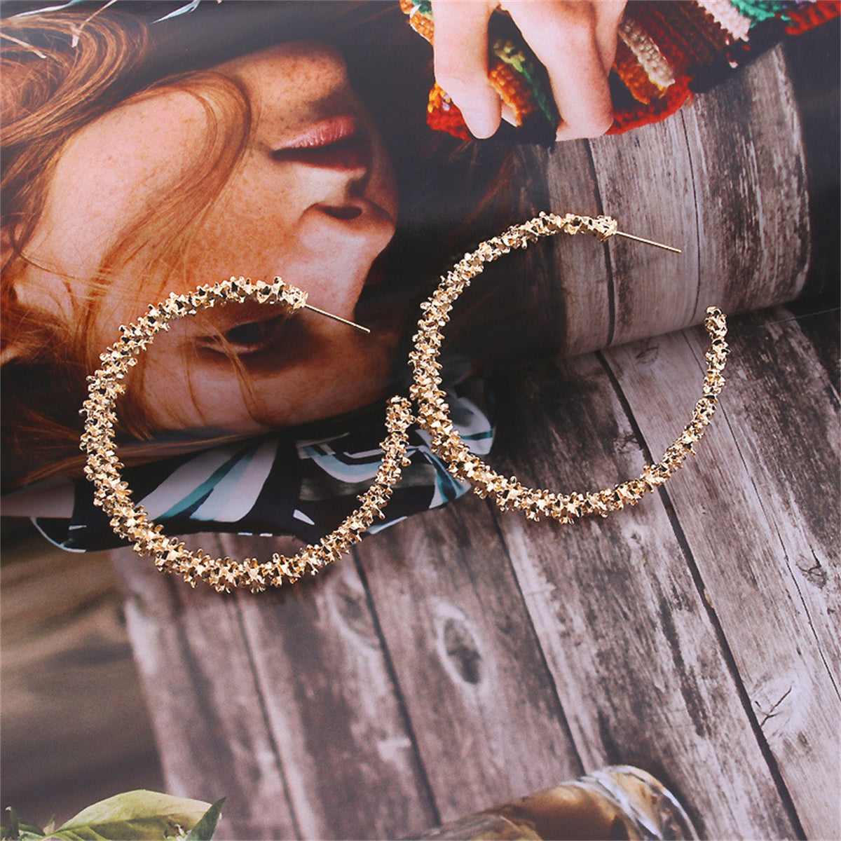 Goldtone Barbed Hoop Earrings