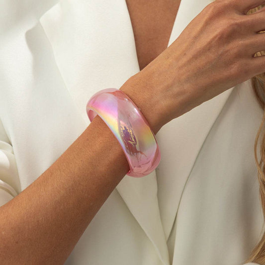 Iridescent & Pink Resin Bangle
