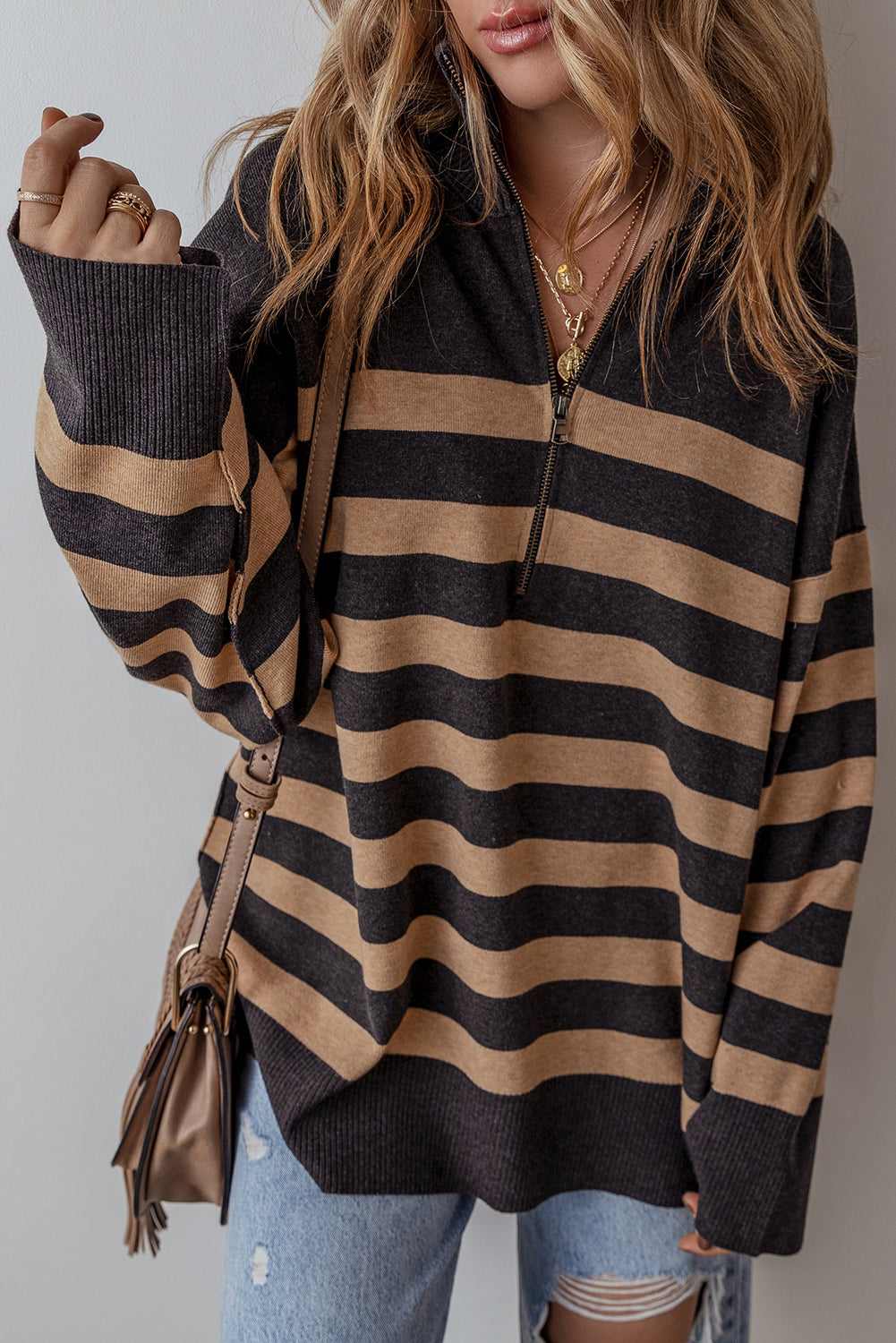 Threaded Pear Adeline Stripe Oversized Sweater