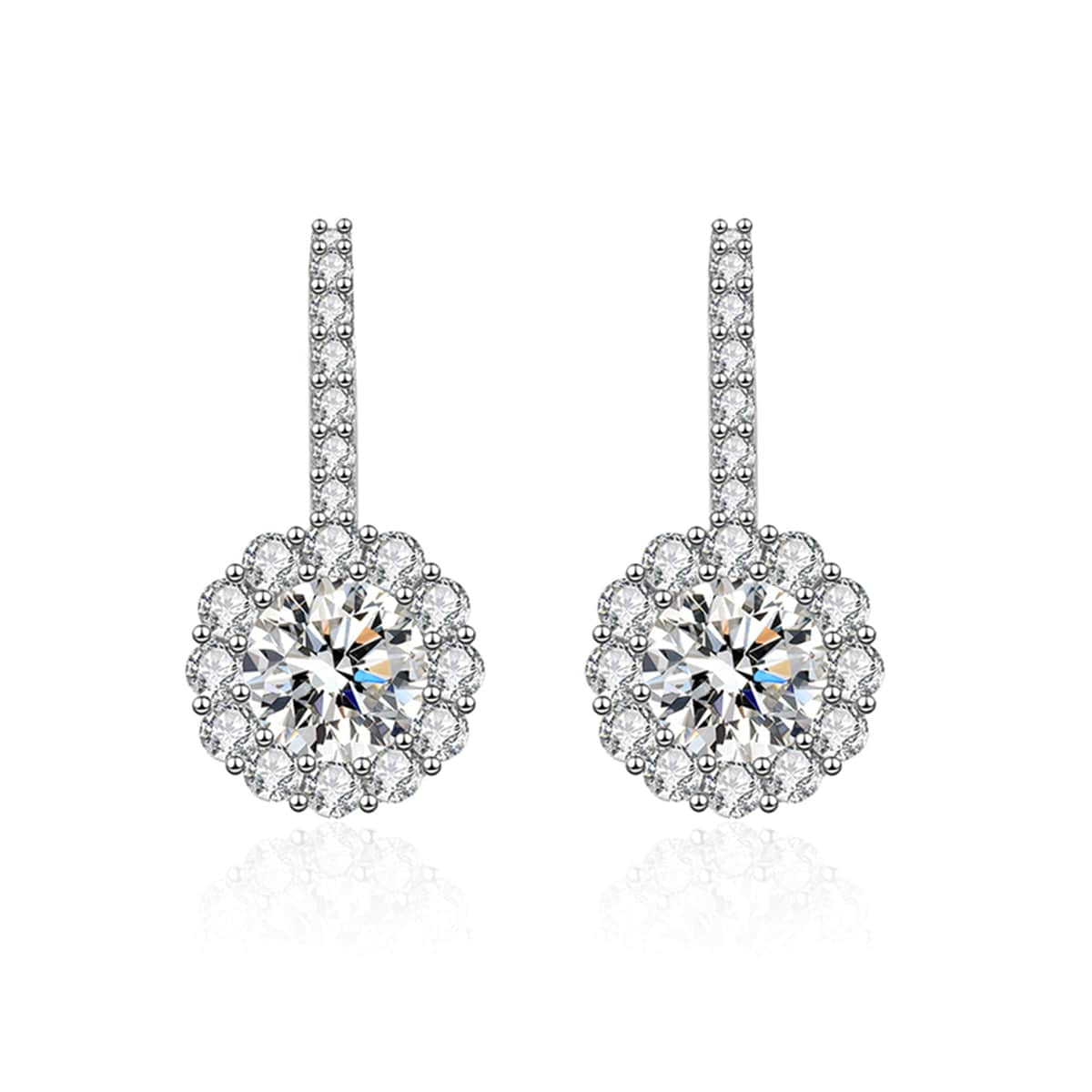 Clear Crystal & Cubic Zirconia Silvertone Round Dangle Earrings