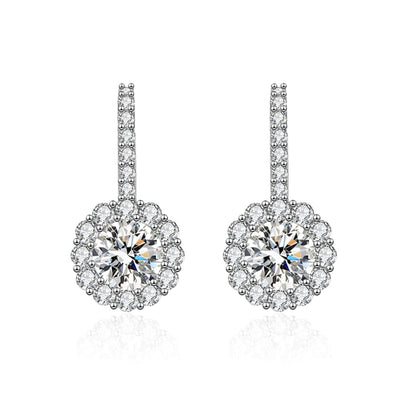 Clear Crystal & Cubic Zirconia Silvertone Round Dangle Earrings