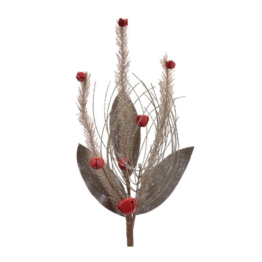 Melrose International Glittered Pine and Sleigh Bell Spray (Set of 6)