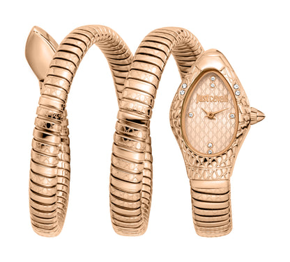 JUST CAVALLI Womens's Snake Watch, Rose Gold Color Case, Rose Gold Dial, Rose Gold Stainless Steel Bracelet JC1L374M0045