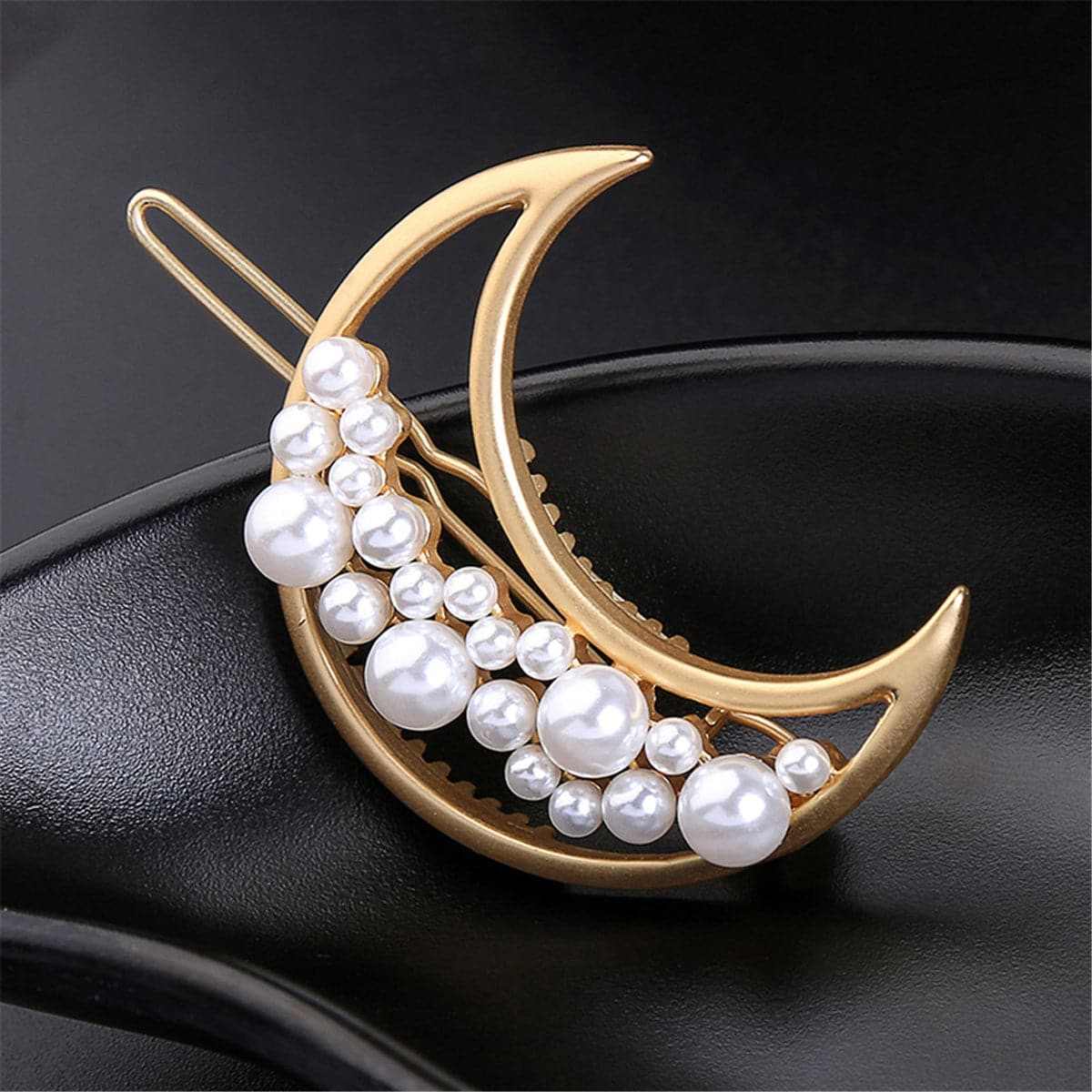 Pearl & Goldtone Moon Hair Clip