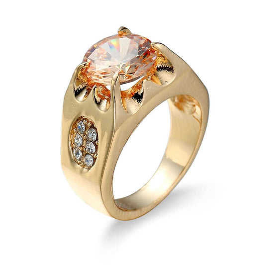 Champagne Crystal & Cubic Zirconia Goldtone Ring