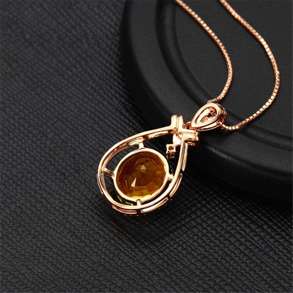 Yellow Cubic Zirconia & Crystal Teardrop Pendant Necklace