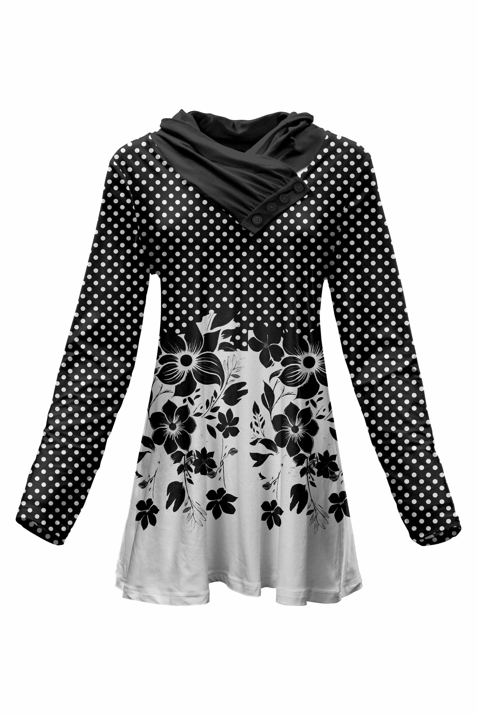 Black and White Floral Polka Dot-
