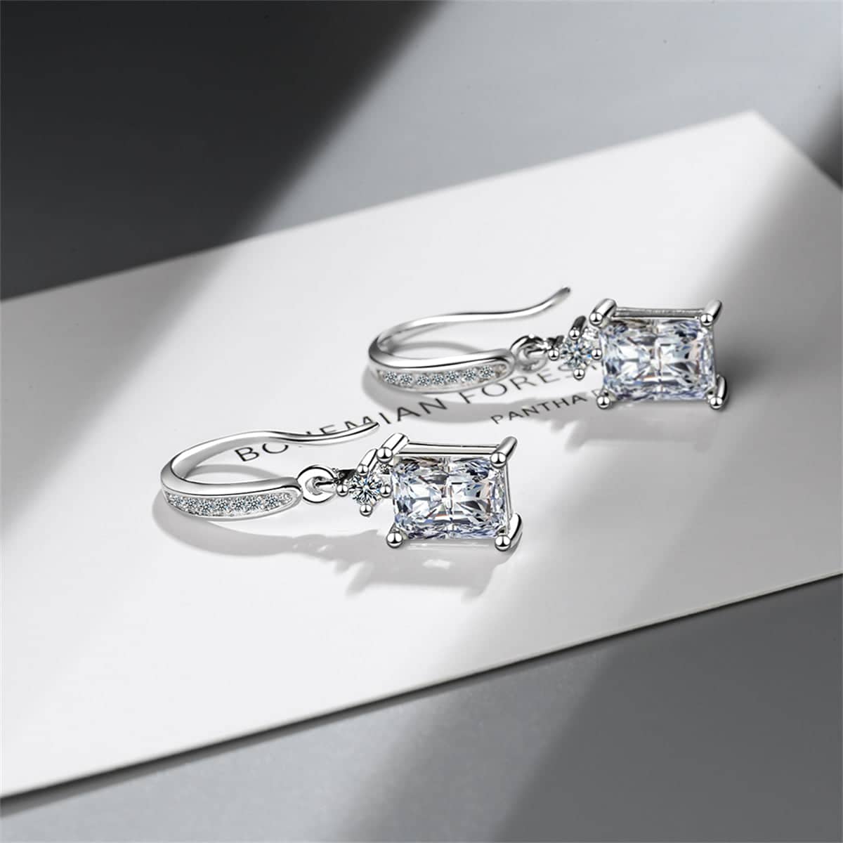 Crystal & Cubic Zirconia Emerald-Cut Hook Drop Earrings