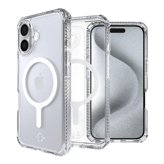 Itskins Hybryd R // Clear Magnetic Protective Phone Case for Iphone 16, Compatible with Magsafe, Slim Hybrid Case, Anti-Yellowing, Military Shockproof Cover - Transparent