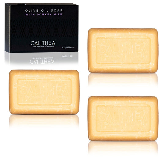 Calithea Skincare All Natural Olive Oil Soap with Donkey Milk | 3-Pack