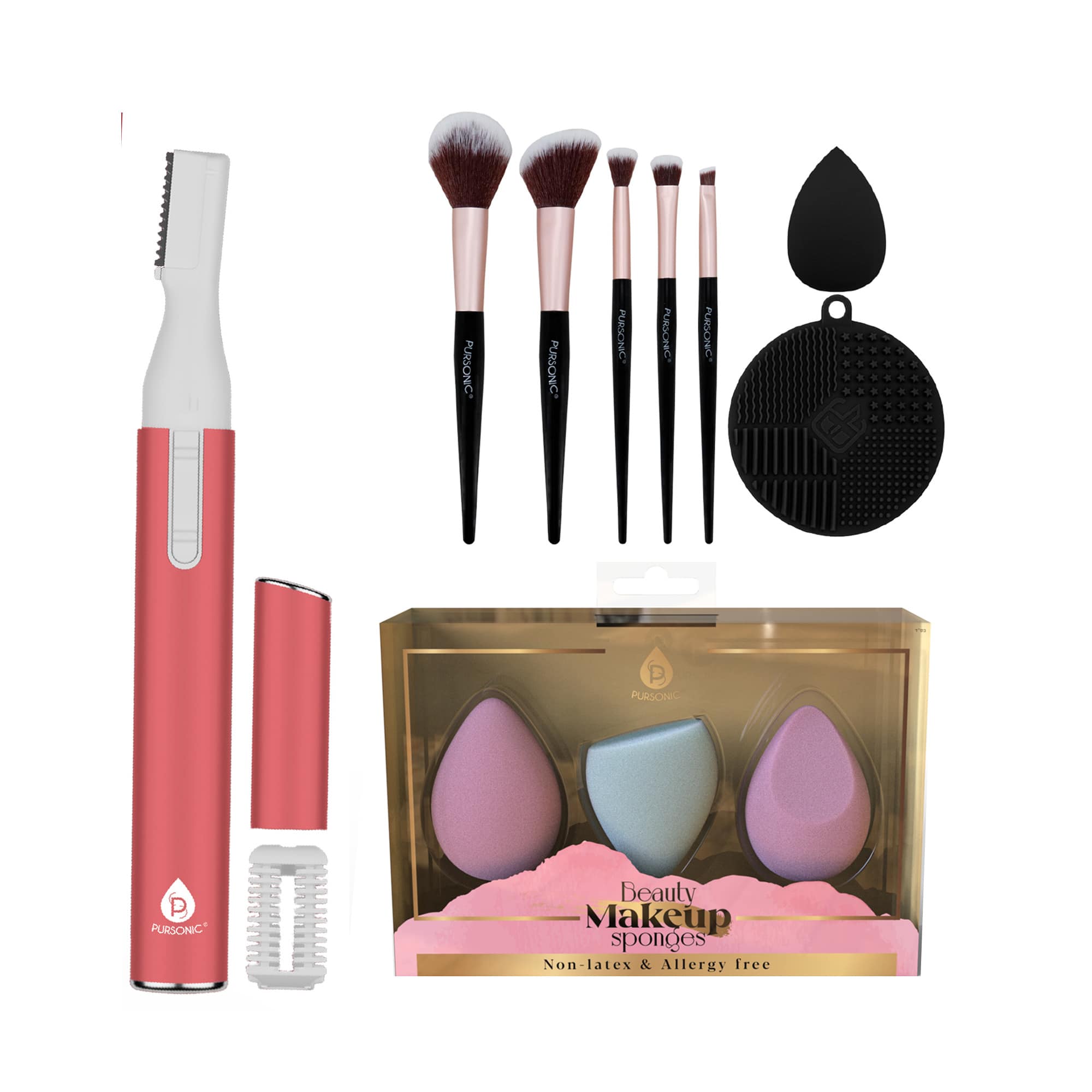 PURSONIC Complete Beauty Tool Kit – 7 Brushes, Blending Sponge
