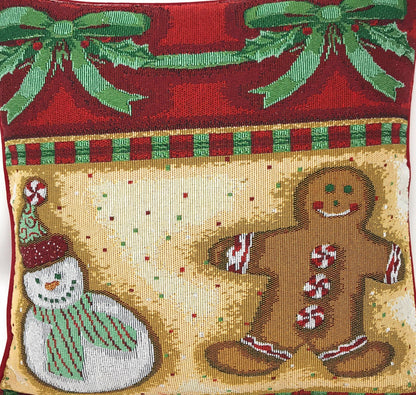 DaDa Bedding Set of 8 Pieces Gingerbread Sweets Holiday Table Tapestry - 4 Placemats, 2 Table Runners, 2 Throw Pillow Covers (12917)