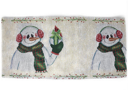 DaDa Bedding Set of 8 Pieces Magical Snowman Holiday Table Tapestry - 4 Placemats, 2 Table Runners, 2 Throw Pillow Covers (9733)