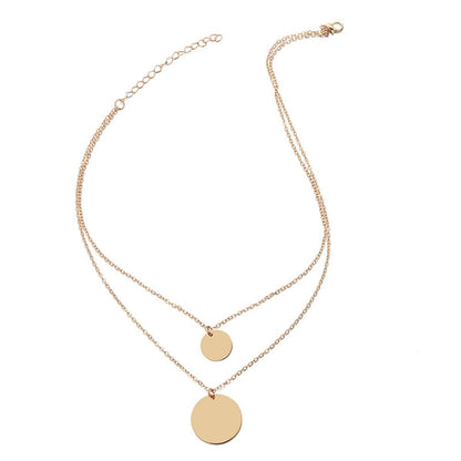 Goldtone Layered Disk Pendant Necklace