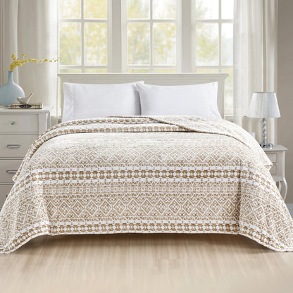 Elegant Comfort Printed Bed or Oversized Couch Blanket - Lightweight for All Season Warmth