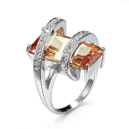 Champagne Crystal & Cubic Zirconia Pavé Wrap Emerald-Cut Ring-2