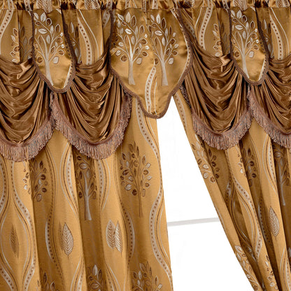 Elegant Comfort Set of 2 Aurora Curtain Panels- Attached Valance - Rod Pocket- 54" W x 84" L