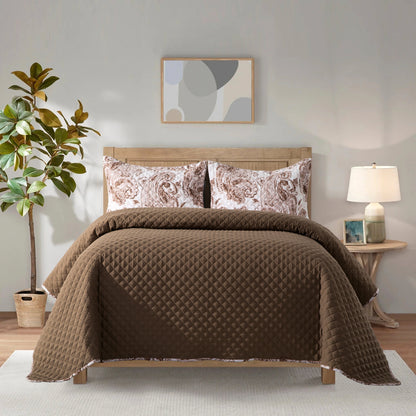 Elegant Comfort 3-Piece Paisley Quilted Reversible Bedspread Coverlet Set